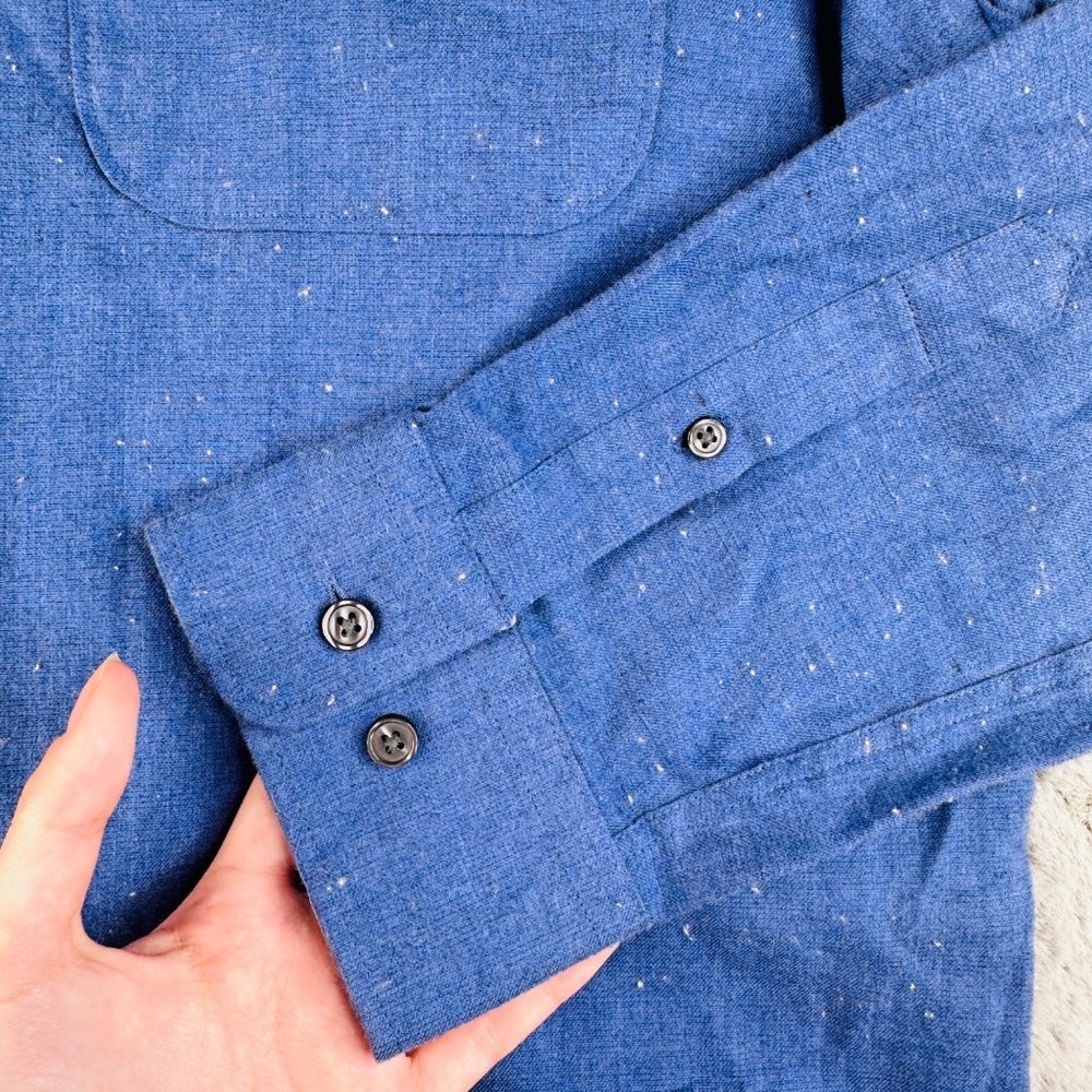 Jos A Bank Shirt Mens XL Stretch Tailored Fit Button Down Blue Speckled Casual - Picture 4 of 11